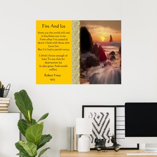 オレンジ色のサンセットポスターを使用した火と氷 ポスター (ホームオフィス)