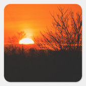 オレンジ色のサンセット写真の空 スクエアシール (正面)