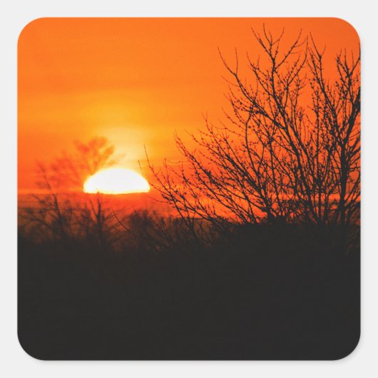 オレンジ色のサンセット写真の空 スクエアシール (正面)