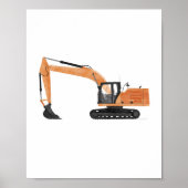 オレンジ色のショベル建設子供部屋インテリア ポスター (正面)