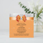 オレンジ色のシルバーグリッターエレガント弓シックな輝き 招待状 (スタンド正面)