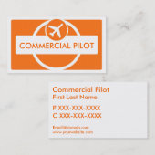 オレンジ色のシンプル白カスタムパイロット名刺 名刺 (正面/裏面)