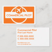 オレンジ色のシンプル白カスタムパイロット名刺 名刺 (正面/裏面)