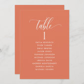 オレンジ色のシーティングプランカード（ゲスト名あり） (正面/裏面)