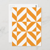 オレンジ色のジオメトリックデコキューブパターンを焼き付け ポストカード (正面/裏面)