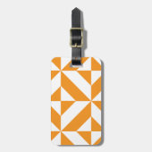オレンジ色のジオメトリックデコキューブパターンを焼き付け ラゲッジタグ (正面縦)