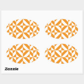 オレンジ色のジオメトリックデコキューブパターンを焼き付け 楕円形シール (シート)