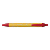 オレンジ色のジオメトリ上の円ループ 青ボールペン (裏面)