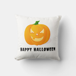 オレンジ色のジャック・オ・ランタン ハッピー・ハロウィン クッション