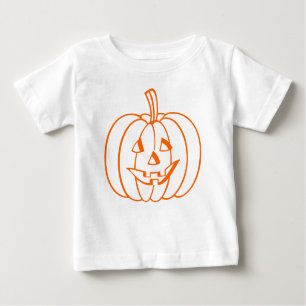 オレンジ色のジャック – O – ランタンハロウィンカボチャの輪郭 ベビーTシャツ