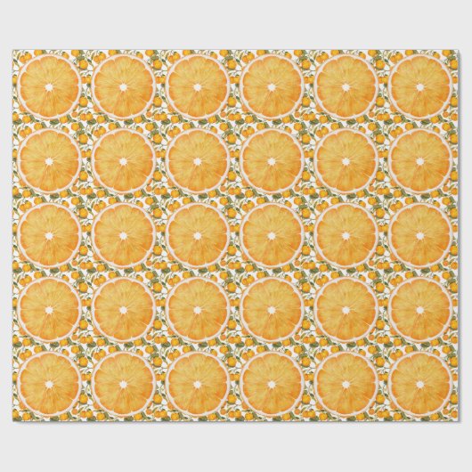 オレンジ色のジューシーなおもしろい前方:フルーツをテーマにした ラッピングペーパー (フラット)