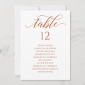 オレンジ色のスクリプトテーブル番号座席表 招待状 (正面)