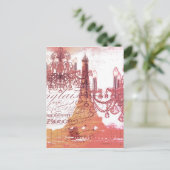 オレンジ色のスクリプトchandelier parisエッフェルタワー ポストカード (スタンド正面)