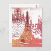 オレンジ色のスクリプトchandelier parisエッフェルタワー ポストカード (正面/裏面)