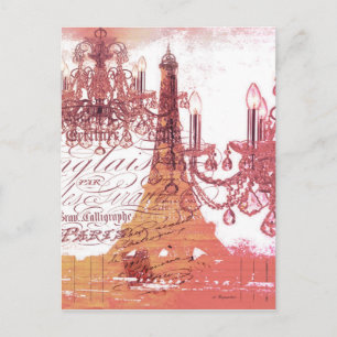 オレンジ色のスクリプトchandelier parisエッフェルタワー ポストカード