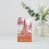 オレンジ色のスクリプトchandelier parisエッフェルタワー 名刺 (スタンド正面)