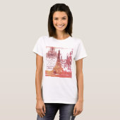 オレンジ色のスクリプトchandelier parisエッフェルタワー tシャツ (正面フル)