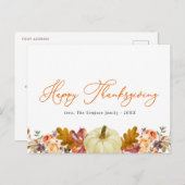 オレンジ色のスクリプトhappy thangling greeting シーズンポストカード (正面/裏面)