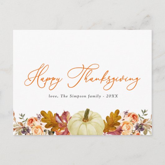 オレンジ色のスクリプトhappy thangling greeting シーズンポストカード (正面)