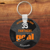 オレンジ色のスクールチームの女子サッカー キーホルダー (正面)