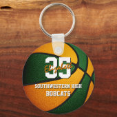 オレンジ色のスクールバスケットチームカラー キーホルダー (正面)