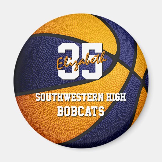 オレンジ色のスクールバスケットチームカラー マグネット (正面)