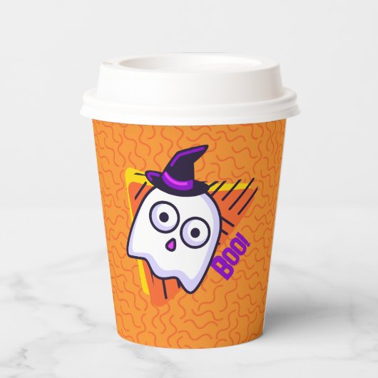 オレンジ色のスケアリースポookyゴーストハロウィンカップ 紙コップ (裏面)