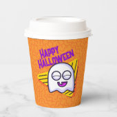 オレンジ色のスケアリースポookyゴーストハロウィンカップ 紙コップ (正面)