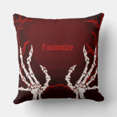 オレンジ色のスケルトンハンド クッション (裏面)