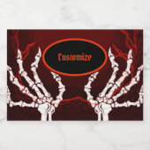 オレンジ色のスケルトンハンド スパークリングワインラベル (シングルラベル)