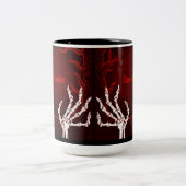 オレンジ色のスケルトンハンド ツートーンマグカップ (中央)