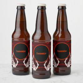 オレンジ色のスケルトンハンド ビールラベル