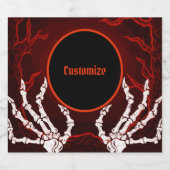 オレンジ色のスケルトンハンド ビールラベル (シングルラベル)