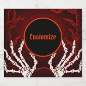 オレンジ色のスケルトンハンド リキュールボトルラベル (シングルラベル)