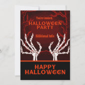 オレンジ色のスケルトンハンド 招待状 (正面)