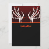 オレンジ色のスケルトンハンド 招待状 (裏面)