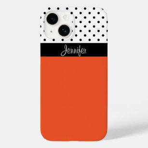 オレンジ色のスタイルドットで白黒をパーソナライズ Case-Mate iPhone 14ケース