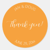 オレンジ色のスタイル結婚化の感謝 ラウンドシール (正面)