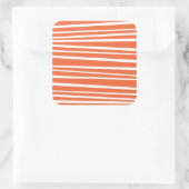 オレンジ色のストライプステッカー スクエアシール (バッグ)