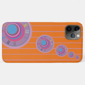 オレンジ色のストライプピンク色の時計円を旋回カラフルする Case-Mate iPhoneケース (裏面(横))
