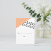 オレンジ色のストライプ幾何結婚座席表 プレイスカード (スタンド正面)