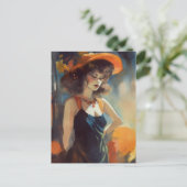 オレンジ色のストラップの黒いドレスを着た人 ポストカード (スタンド正面)