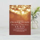 オレンジ色のストリングライトヴィンテージ婚約パーティ 招待状 (スタンド正面)