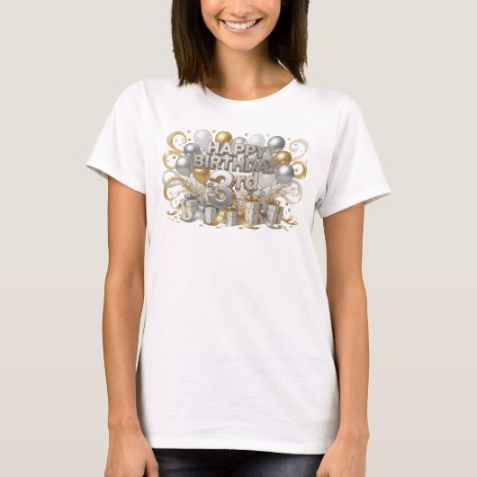 オレンジ色のスナッピーなHAPPY BIRTHDAY 3RD Tシャツ (正面)