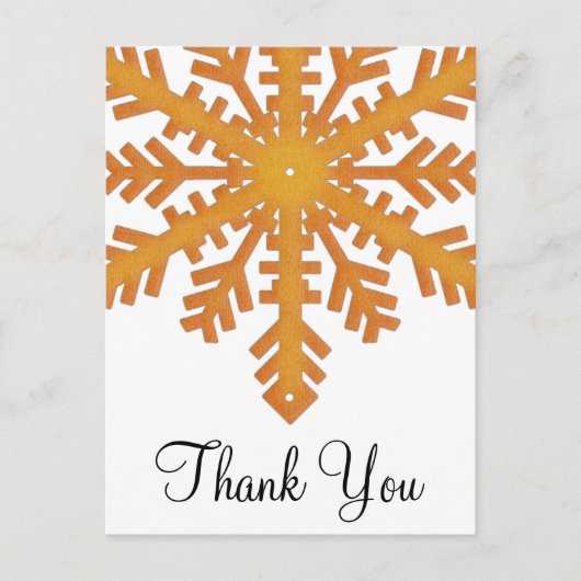 オレンジ色のスノーフレーク冬ありがとうポストカード ポストカード (正面)