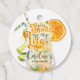 オレンジ色のスパイシィ イタリアン アペロール スプリッツ ブライダル シャワー フェイバータグ