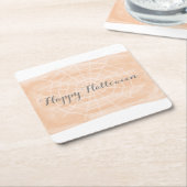 オレンジ色のスパイダーウェブハロウィーン スクエアペーパーコースター (アングル)