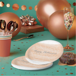 オレンジ色のスパイダーウェブハロウィーン ペーパープレート