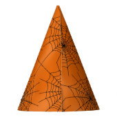 オレンジ色のスパイダー付きハロウィンスパイダーウェブ パーティーハット (裏面)
