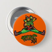 オレンジ色のスプラウボタン 缶バッジ (正面&裏面)